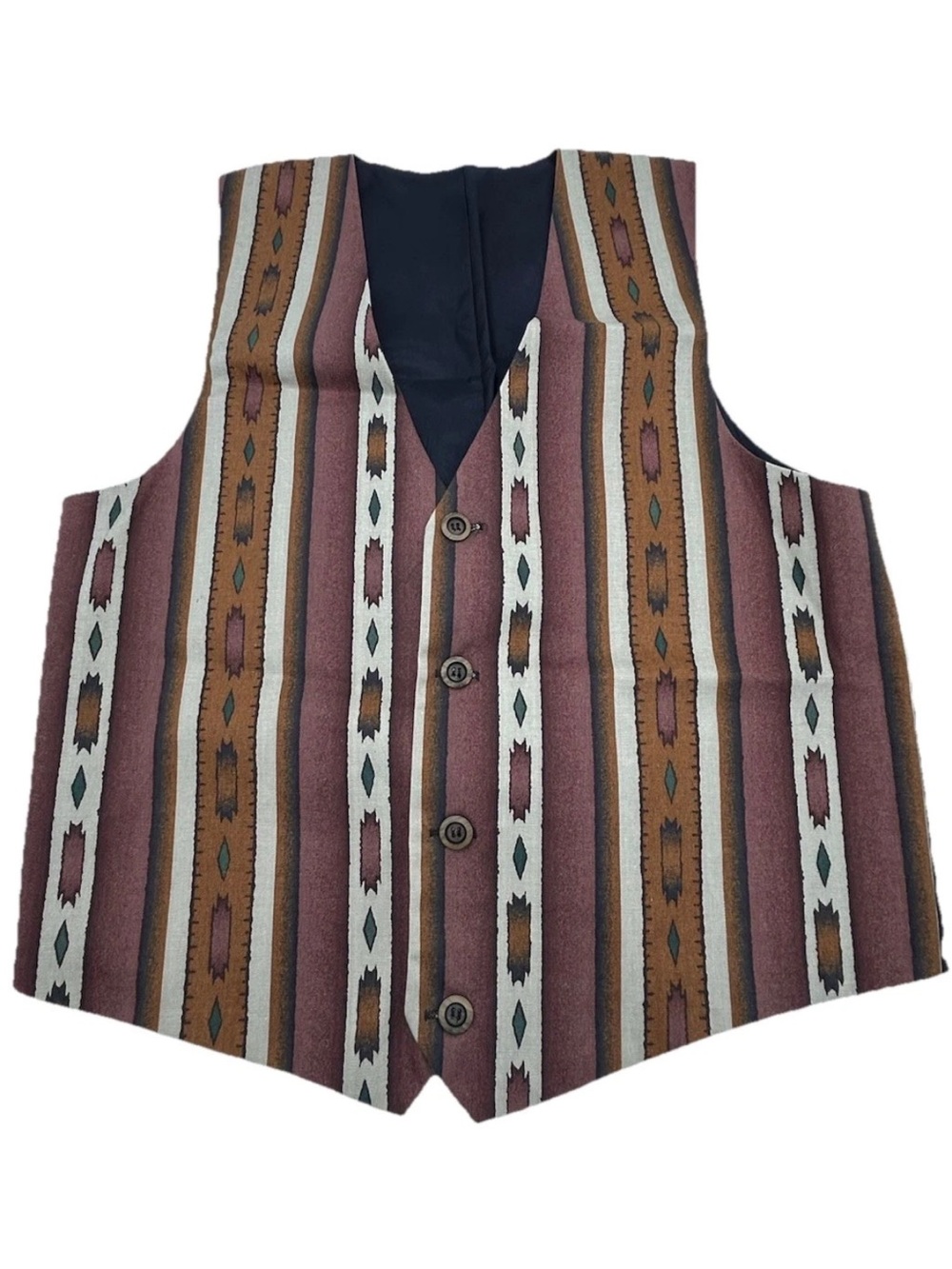 Men's Southwestern Stripe Vest - Burgundy & Brown